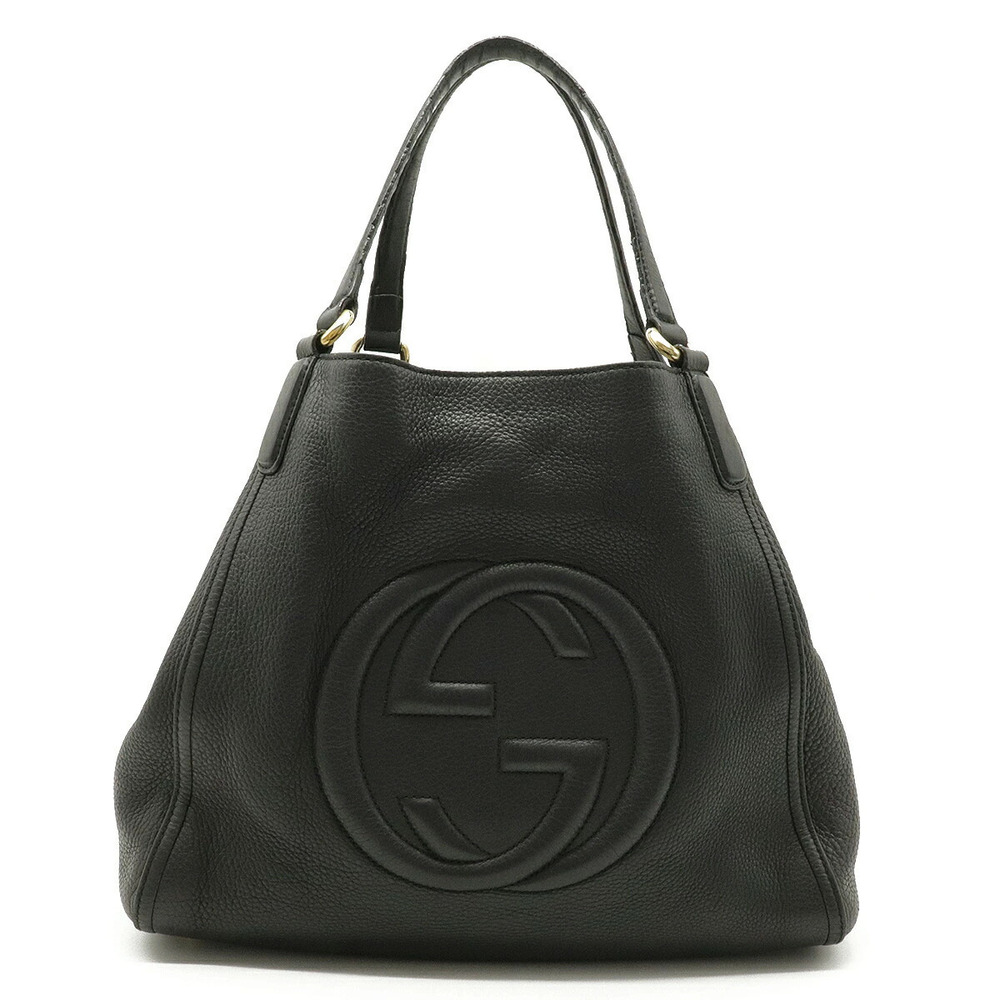 Gucci Soho Cellarius Tote Bag Shoulder Leather Black